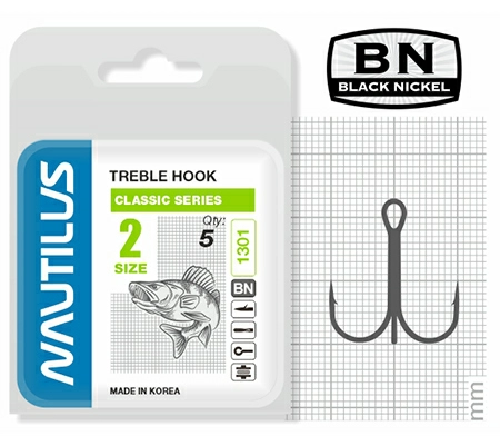 Крючок тройной Nautilus Treble Classic series 1301 Size 2  5шт