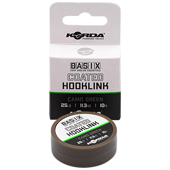 Повод. мат. в оболочке Korda Basix Coated Hooklink Camo green  10м 25lb/ (Camo) 