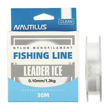 Поводочная леска Nautilus Leader Ice  30м 1,3 кг/0,10мм (Прозрачная) 