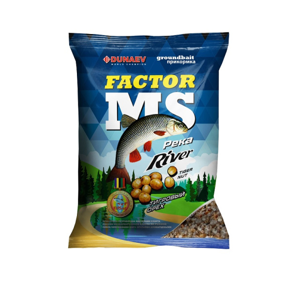 Прикормка фидерная Dunaev MS FACTOR River 1 кг (Река Тигровый орех)