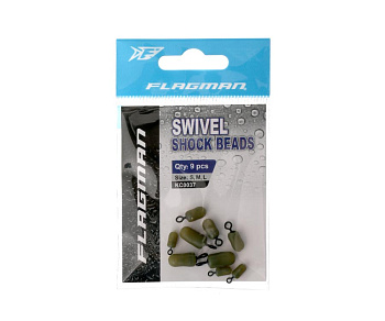 Бусины отбойные с вертлюгами F-fishing Swivel Shock Beads (L-3шт,M-3шт,S-3шт) , 9шт