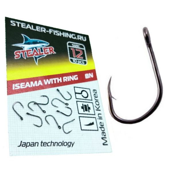 Крючки с колечком Stealer ISEAMA Size 12 Black Nickel 1