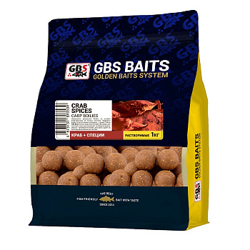 Бойлы пылящие GBS Baits   Crab Spice 24мм 1 кг (Краб Специи) 