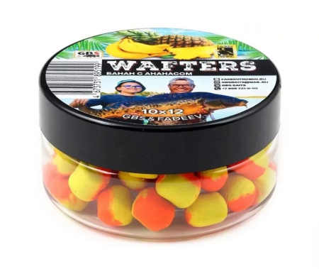 Бойлы нейтральные GBS&Fadeev wafters  Banana, Pineapple 10x12мм  50 г (Банан, Ананас+Ликвид ) 1