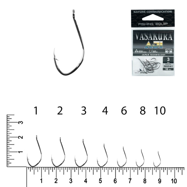 Крючки EastShark NEW Vasakura AJI №4 Black с бородкой