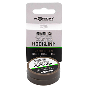 Повод. мат. в оболочке Korda Basix Coated Hooklink  10м 18lb/ ( Camo green) 