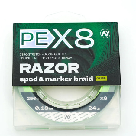 Плетеный шнур VN Tackle Razor Spod & Marker Braid  250м 24lb 0,18мм (Green) 1