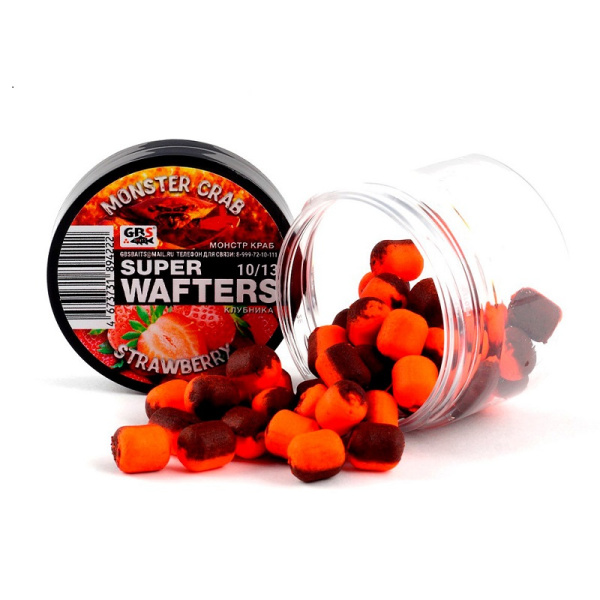 Бойлы нейтральные GBS Baits wafters  Monster Crab-Strawberry