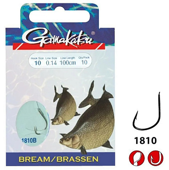 Крючок с поводком Gamakatsu BKS-1810B Size 16 Black   0,12мм 75см