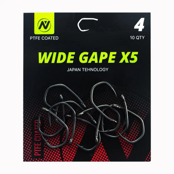 Крючки карповые VN Tackle Wide Gape X5 Size 4 Тефлон