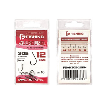 Крючки с колечком F-fishing Special Allround Hooks 305 Size 12 Black Nickel 