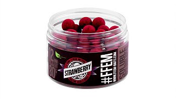 Бойлы пылящие FFEM Baits насадочные Soluble Boilies Strawberry 12мм 9шт. 80 г (Земляника) 