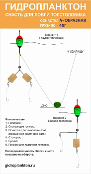 Снасть для ловли толстолобика поплавочная Л-образная груз 40г
