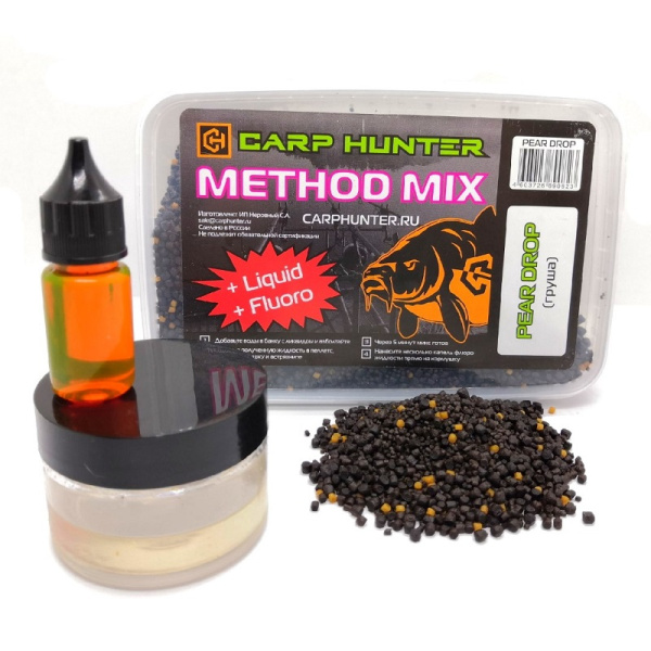 Method mix Pellets + Fluoro + Liquid  Carp Hunter  1-3 мм   (Груша)   Темный