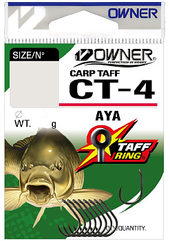 Крючки с колечком Owner Carp Taff Aya Size 6 Тефлон 