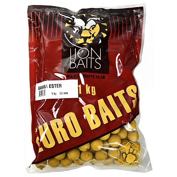 Бойлы тонущие Lion Baits  Euro Baits Banana Ester 20мм 1 кг (Банановый эфир) 