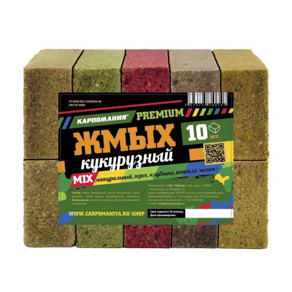 Прикормка Carpomaniya Жмых кукурузный 10куб. Premium 450 г (Mix)