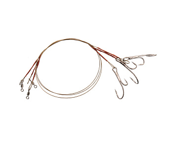 Поводок с двойником F-fishing Stainless Steel №2  сталь 25 см /  10 кг коричневый 3 шт.