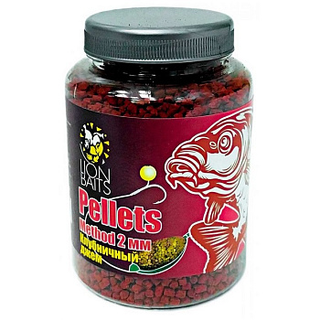 Пеллетс Lion Baits Method pellets Strawberry Jam 2мм 300 г (Клубника)   Красный