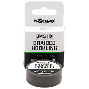 Повод. мат. без оболочки Korda Basix Braided Hooklink Camo green  10м 25lb/ (Camo) 