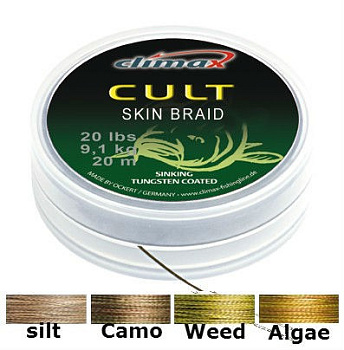 Повод. мат. в матовой оболочке Climax CULT Skin Braid New  15м 20lb/ ( Сamou green mat finish) 