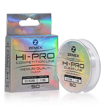 Поводочная леска Zemex HI-PRO COMPETITION LINE  50м 1,67кг/0,128мм (Прозрачный) 