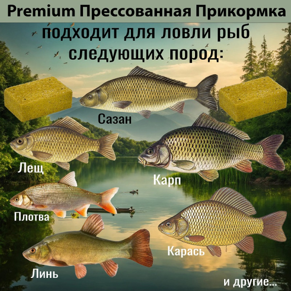 Прикормка Carpomaniya пресованная Premium 450 г (Конопля + Тигровый орех) 1