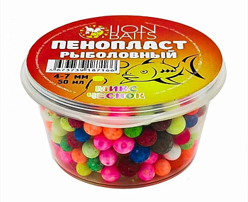 Пенопласт рыболовный Lion Baits Цветной микс  Garlic 4-7мм 20 г (Чеснок) 