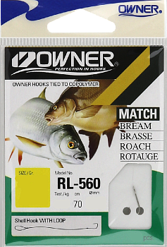Крючок с поводком Owner RL-560 Size 12 Никель    70см