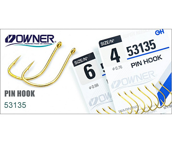 Крючки с колечком Owner Pin Hook  Size 10 Gold 