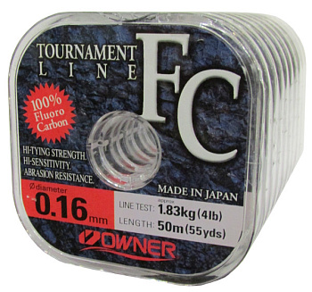 Леска Owner Tournament Fluorocarbon  50м 2,17кг/0,18мм Прозрачный 