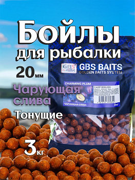 Бойлы тонущие GBS Baits Прикормочные Charming Plum  20мм 3 кг (Чарующая слива) 