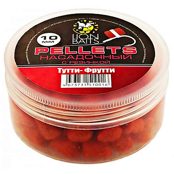 Пеллетс Lion Baits насадочный с резинкой Tutti Frutti 10мм 50 г (Тутти-фрутти)  Твёрдый Оранжевый
