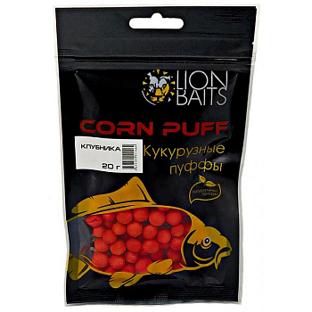 Пуффы Lion Baits Corn Puff  Strawberry 6мм/8мм/10мм 20 г (Клубника) 