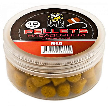 Пеллетс Lion Baits насадочный с резинкой Honey  10мм 50 г (Мёд)  Твёрдый Желтый