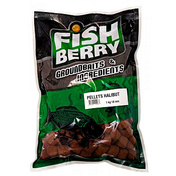 Пеллетс Fishberry медленнорастворимый Halibut 18мм 1 кг (Палтус)   Бордовый