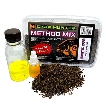Пеллетс Carp Hunter  Method mix Pellets + Fluoro + Liquid  650 г (Монстр краб) 