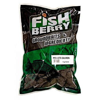 Пеллетс Fishberry медленнорастворимый Salmon  18мм 1 кг (Лосось)  Твёрдый Темный